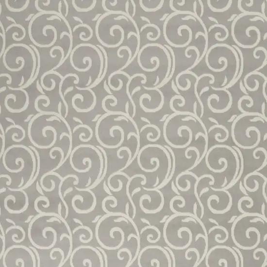 Gray and Ivory Floral Vines Power Loom Area Rug Photo 4