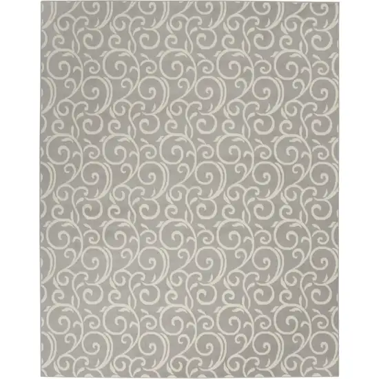 Gray and Ivory Floral Vines Power Loom Area Rug Photo 2