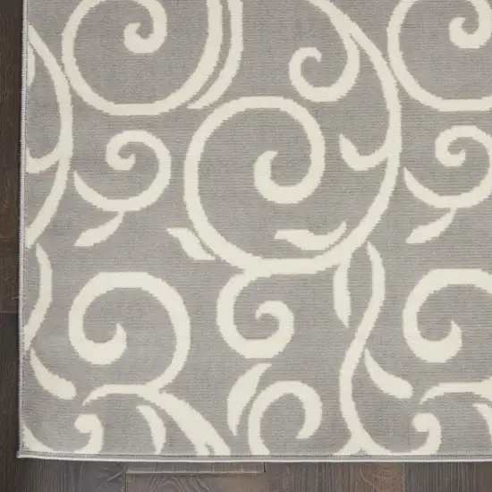 Gray and Ivory Floral Vines Power Loom Area Rug Photo 7