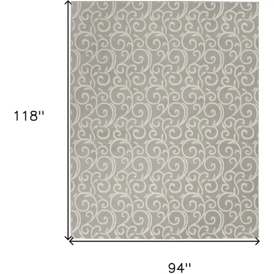 Gray and Ivory Floral Vines Power Loom Area Rug Photo 3