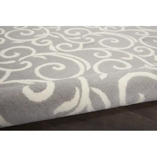 Gray and Ivory Floral Vines Power Loom Area Rug Photo 9