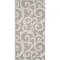 Photo of Gray and Ivory Floral Vines Power Loom Area Rug