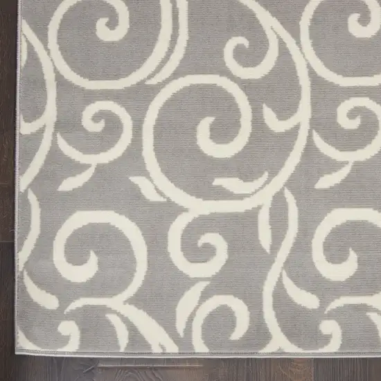 Gray and Ivory Floral Vines Power Loom Area Rug Photo 6