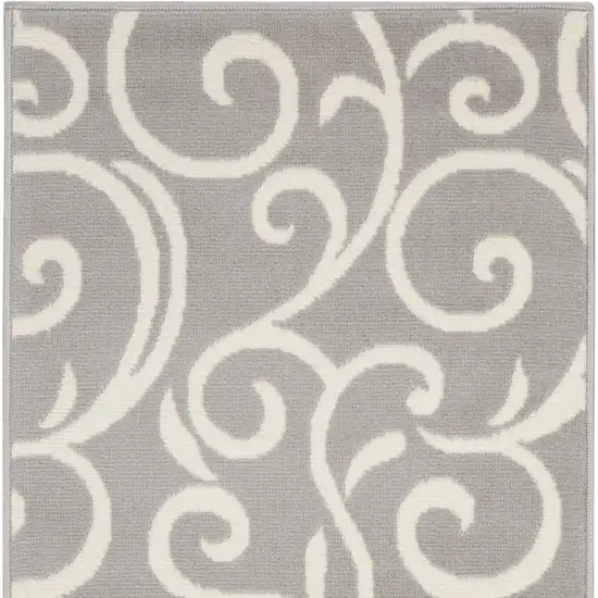 Gray and Ivory Floral Vines Power Loom Area Rug Photo 4