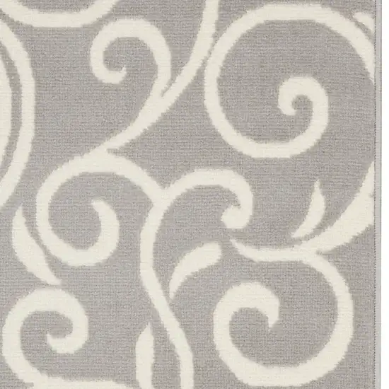 Gray and Ivory Floral Vines Power Loom Area Rug Photo 3