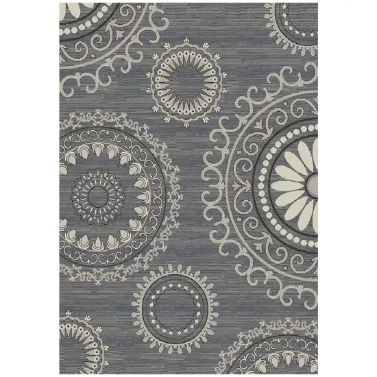 Gray and Ivory Geometric Area Rug Photo 2