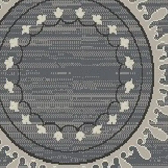 Gray and Ivory Geometric Area Rug Photo 3