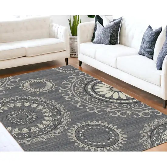 Gray and Ivory Geometric Area Rug Photo 1