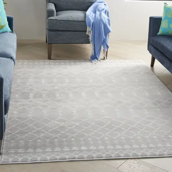 Gray and Ivory Geometric Area Rug Photo 9