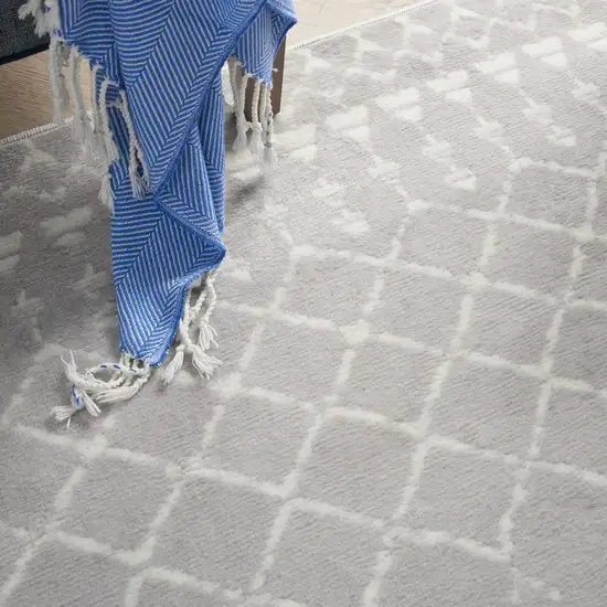 Gray and Ivory Geometric Area Rug Photo 8