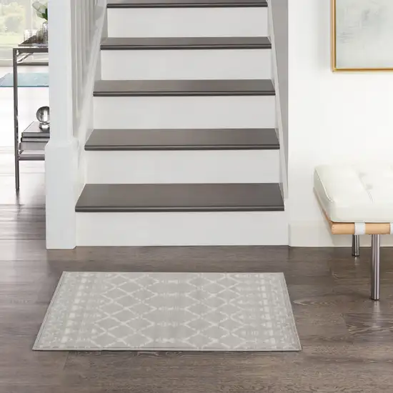 Gray and Ivory Geometric Area Rug Photo 8