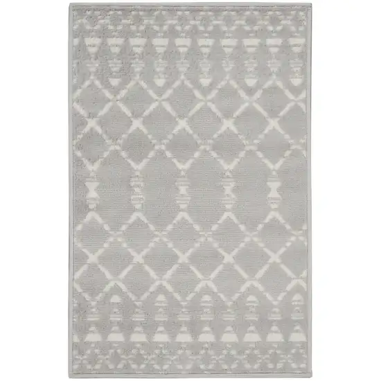 Gray and Ivory Geometric Area Rug Photo 4