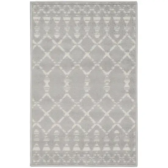 Gray and Ivory Geometric Area Rug Photo 2