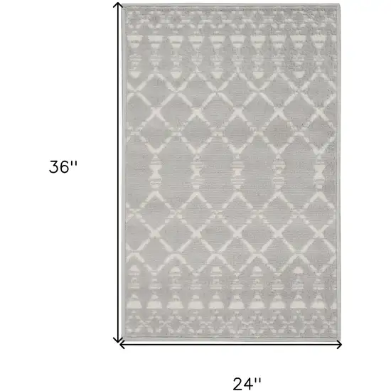 Gray and Ivory Geometric Area Rug Photo 3