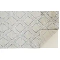 Photo of Gray and Ivory Geometric Hand Knotted Worn Faded Area Rug