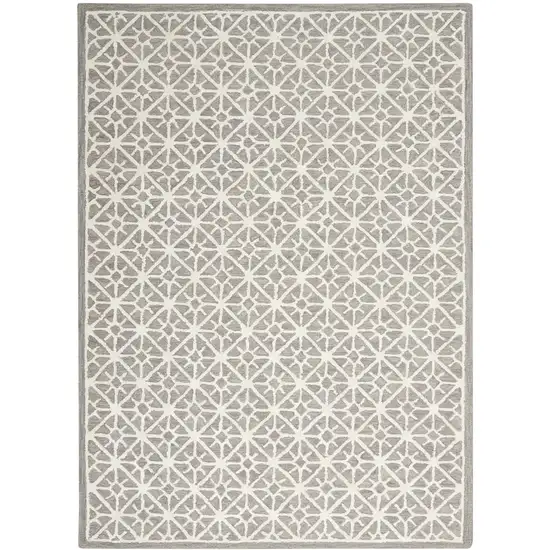 Gray and Ivory Geometric Hand Tufted Area Rug Photo 1