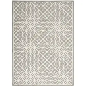 Photo of Gray and Ivory Geometric Hand Tufted Area Rug