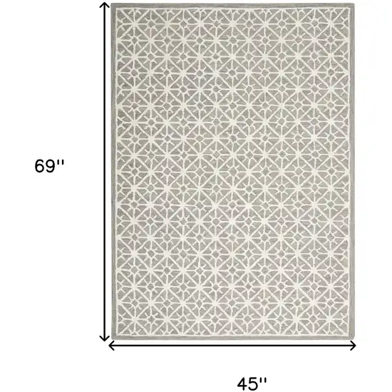 Gray and Ivory Geometric Hand Tufted Area Rug Photo 9