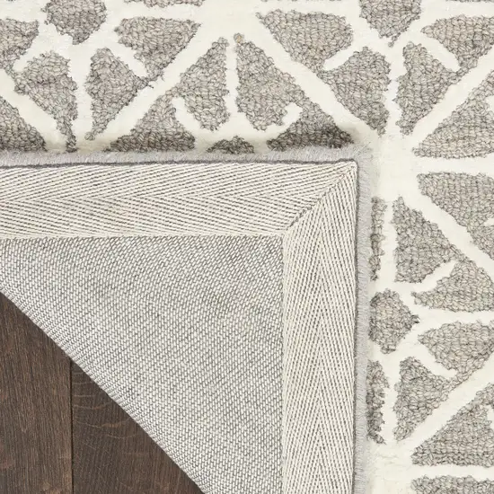 Gray and Ivory Geometric Hand Tufted Area Rug Photo 4