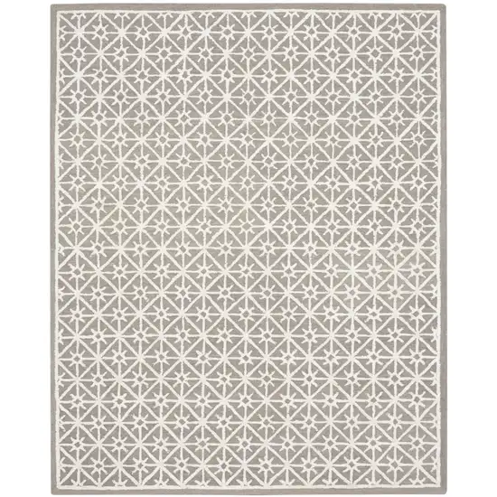 Gray and Ivory Geometric Hand Tufted Area Rug Photo 1