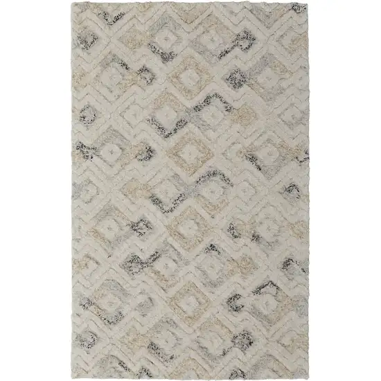 Gray and Ivory Geometric Hand Tufted Area Rug Photo 2