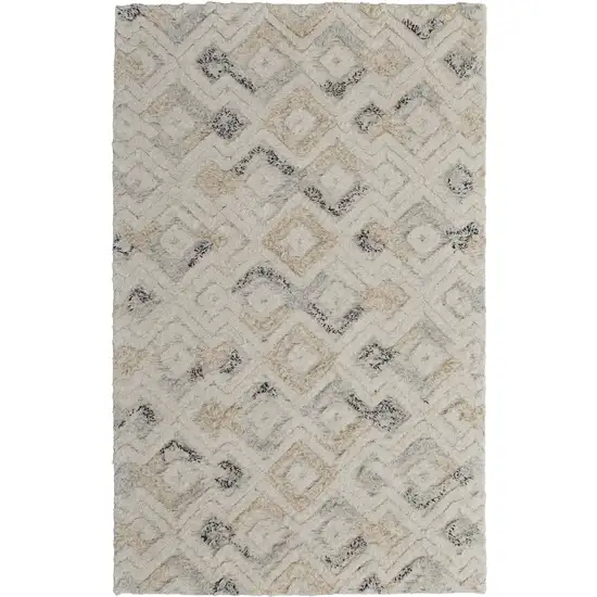 Gray and Ivory Geometric Hand Tufted Area Rug Photo 4