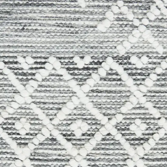 Gray and Ivory Geometric Hand Woven Area Rug With Fringe Photo 5