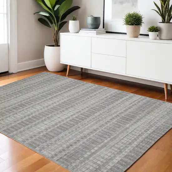 Gray and Ivory Geometric Hand Woven Area Rug Photo 1