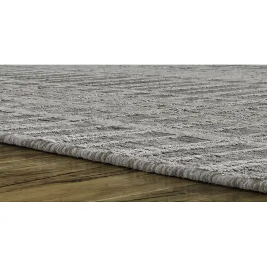 Gray and Ivory Geometric Hand Woven Area Rug Photo 9