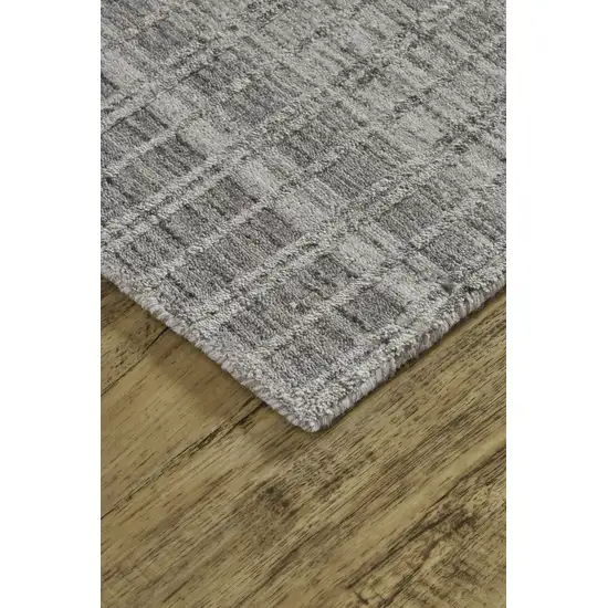 Gray and Ivory Geometric Hand Woven Area Rug Photo 3