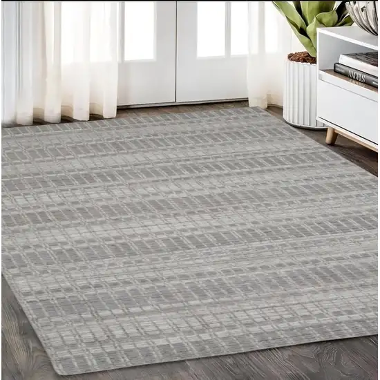 Gray and Ivory Geometric Hand Woven Area Rug Photo 1