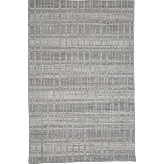 Gray and Ivory Geometric Hand Woven Area Rug Photo 2