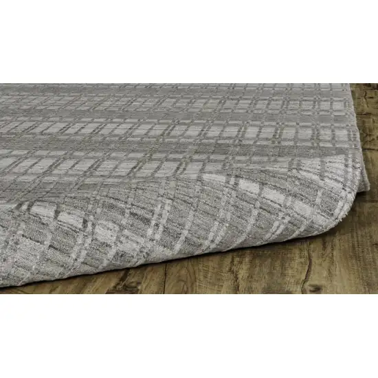 Gray and Ivory Geometric Hand Woven Area Rug Photo 9