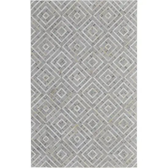 Gray and Ivory Geometric Hand Woven Area Rug Photo 2