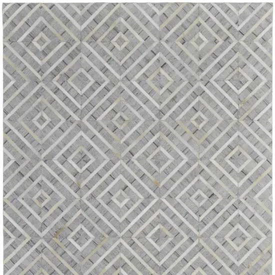 Gray and Ivory Geometric Hand Woven Area Rug Photo 9