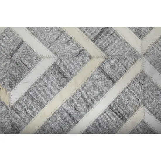 Gray and Ivory Geometric Hand Woven Area Rug Photo 6