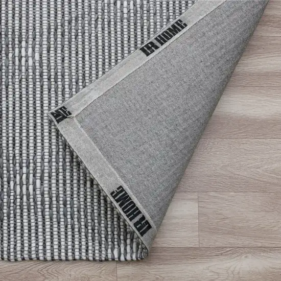 Gray and Ivory Geometric Hand Woven Non Skid Area Rug Photo 6