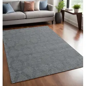 Photo of Gray and Ivory Geometric Hand Woven Non Skid Area Rug