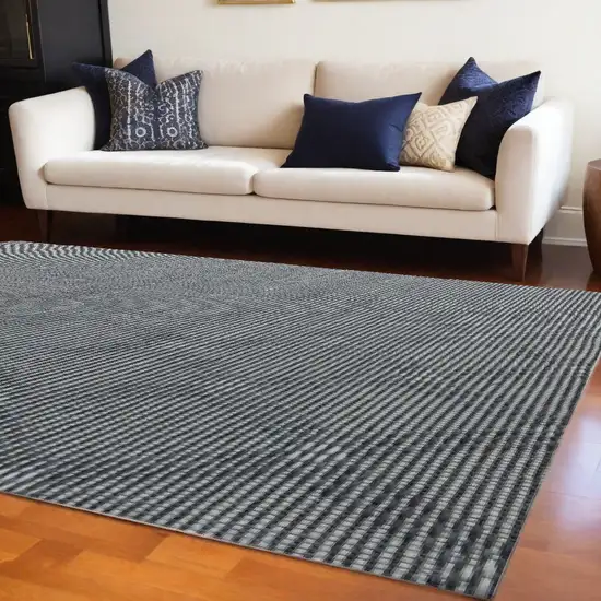 Gray and Ivory Geometric Hand Woven Non Skid Area Rug Photo 1