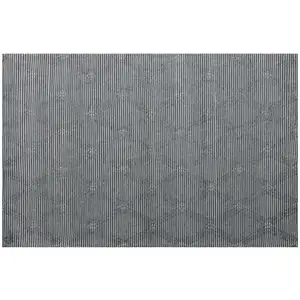 Photo of Gray and Ivory Geometric Hand Woven Non Skid Area Rug