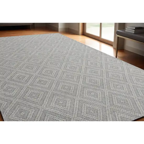 Gray and Ivory Geometric Hand Woven Non Skid Area Rug Photo 1