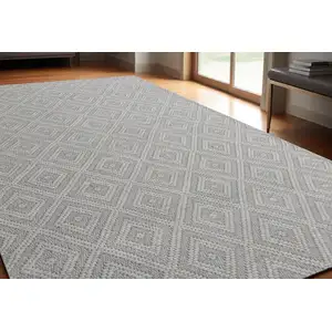 Photo of Gray and Ivory Geometric Hand Woven Non Skid Area Rug