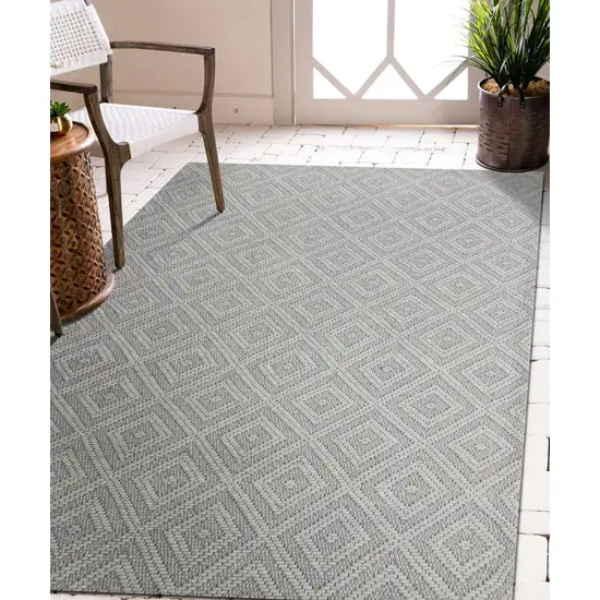 Gray and Ivory Geometric Hand Woven Non Skid Area Rug Photo 6