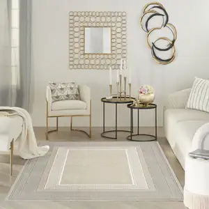 Photo of Gray and Ivory Geometric Non Skid Area Rug