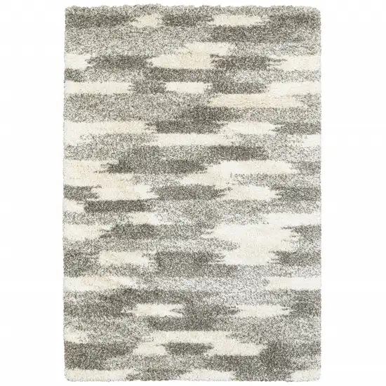 Gray and Ivory Geometric Pattern Area Rug Photo 1