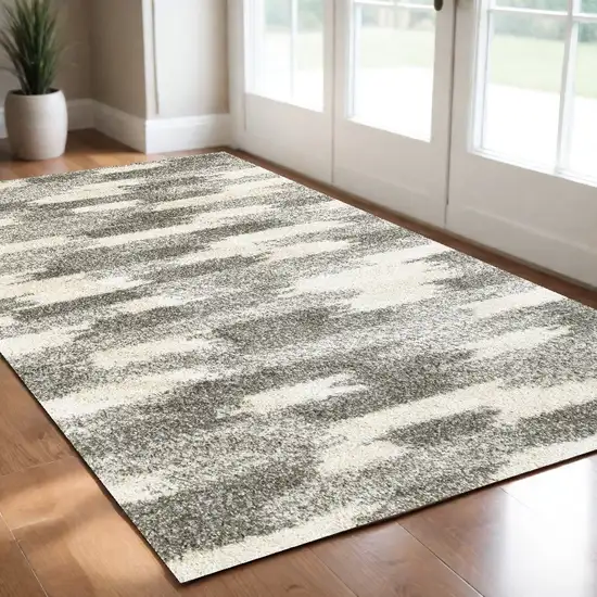 Gray And Ivory Geometric Pattern Scatter Rug Photo 1