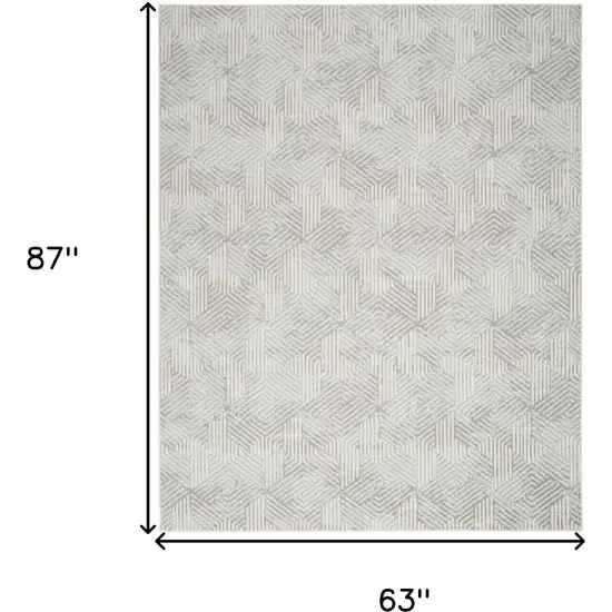 Gray and Ivory Geometric Power Loom Area Rug Photo 3