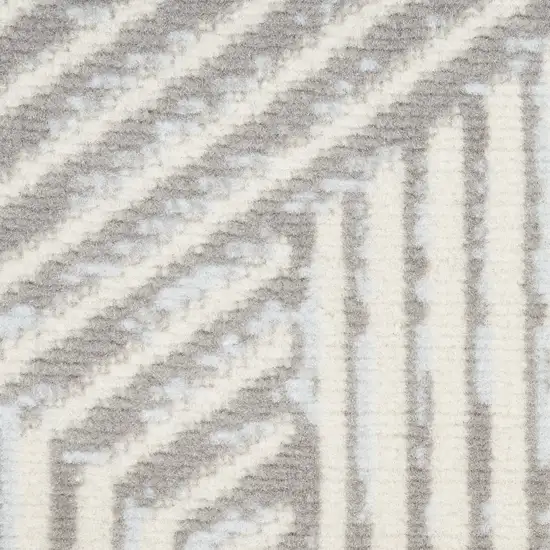 Gray and Ivory Geometric Power Loom Area Rug Photo 5