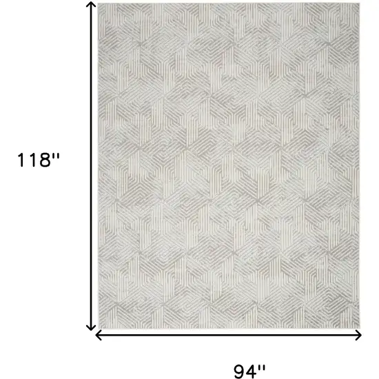 Gray and Ivory Geometric Power Loom Area Rug Photo 3