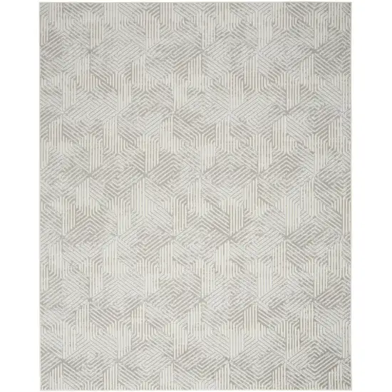 Gray and Ivory Geometric Power Loom Area Rug Photo 2